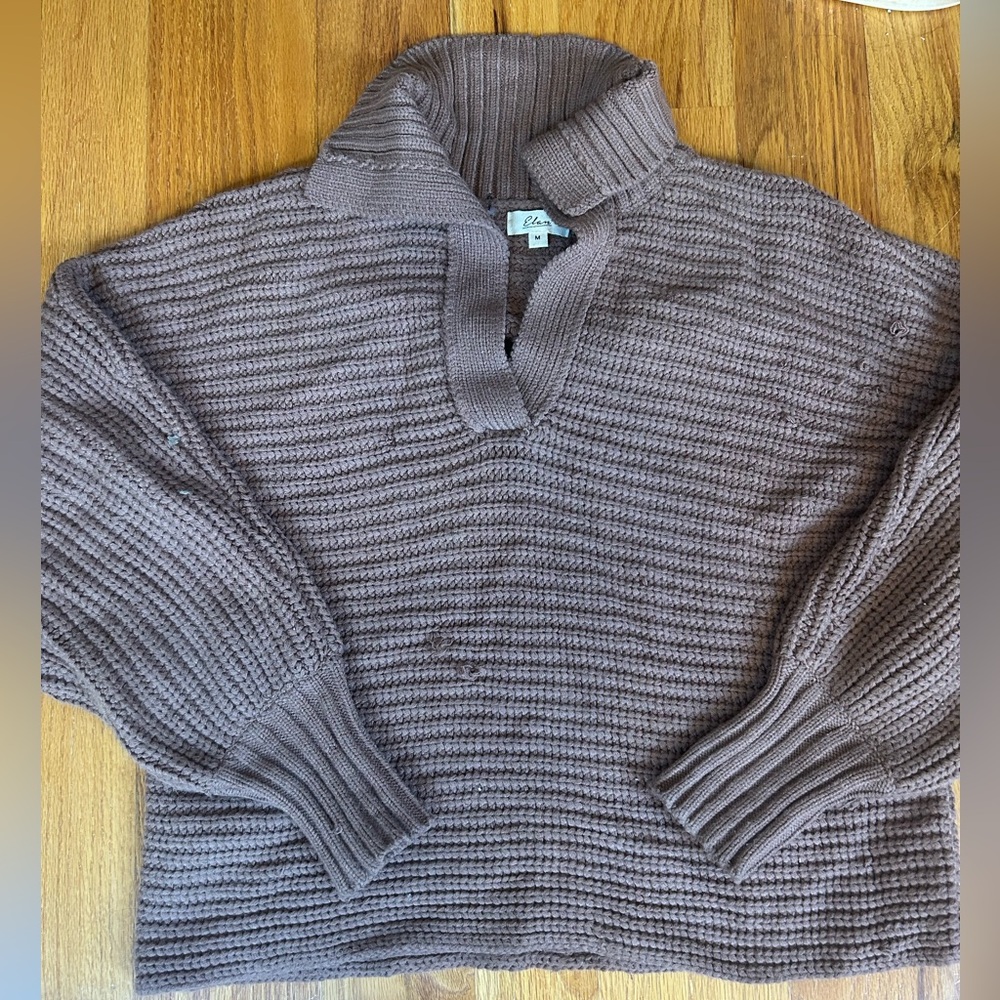 ELAN BROWN COLLARED SWEATER